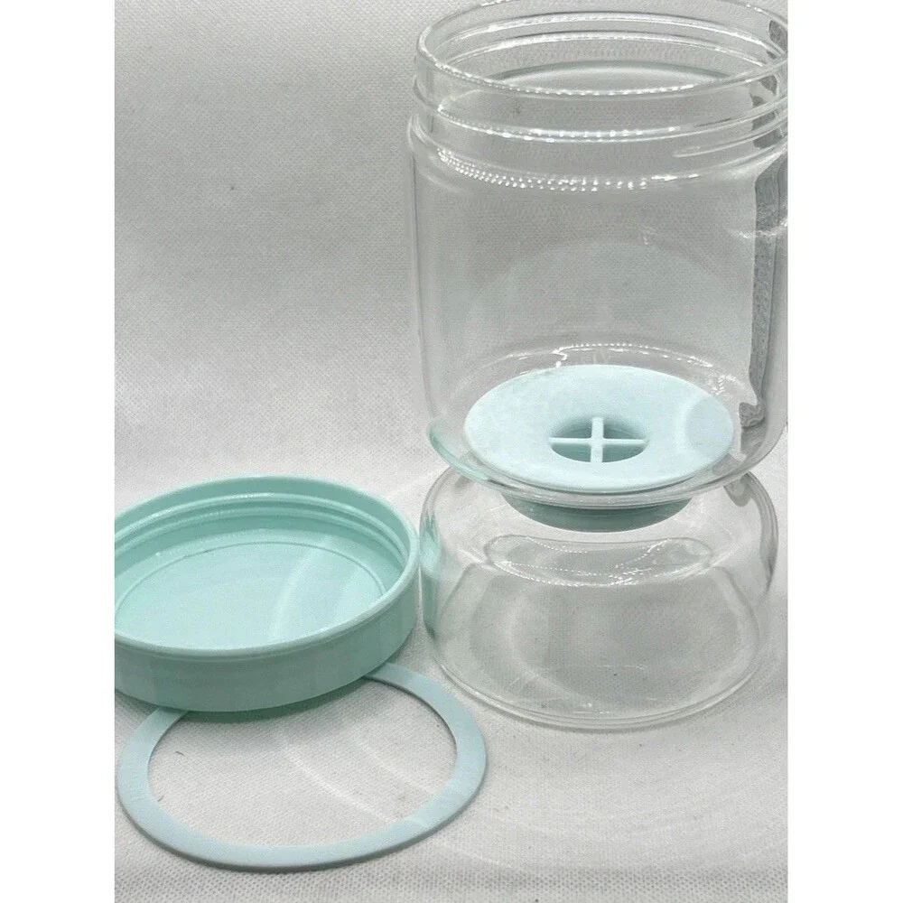 Pickle or Olive Hourglass Jar with Strainer Flip Pickle Juice Separator Aqua